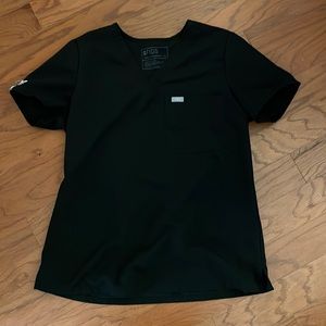 Figs caterina scrub top in black AYA logo